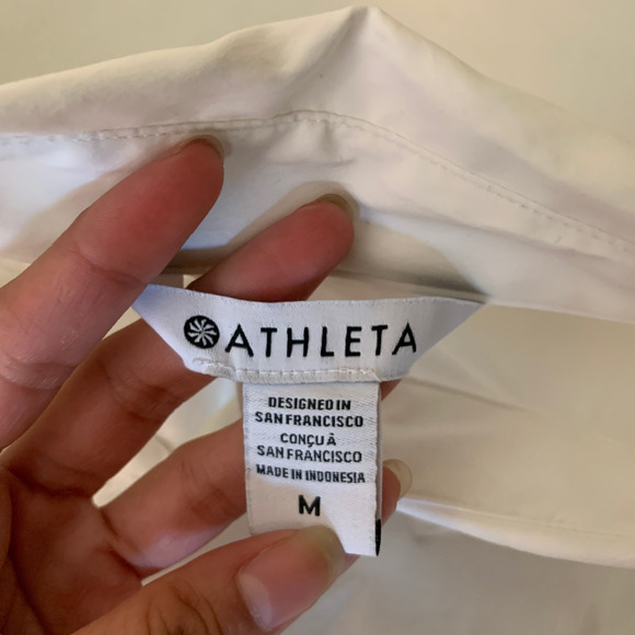 Athleta Shirt Womens M Medium White Oversized Poplin Button Up Long Sleeve Top - Picture 6 of 10